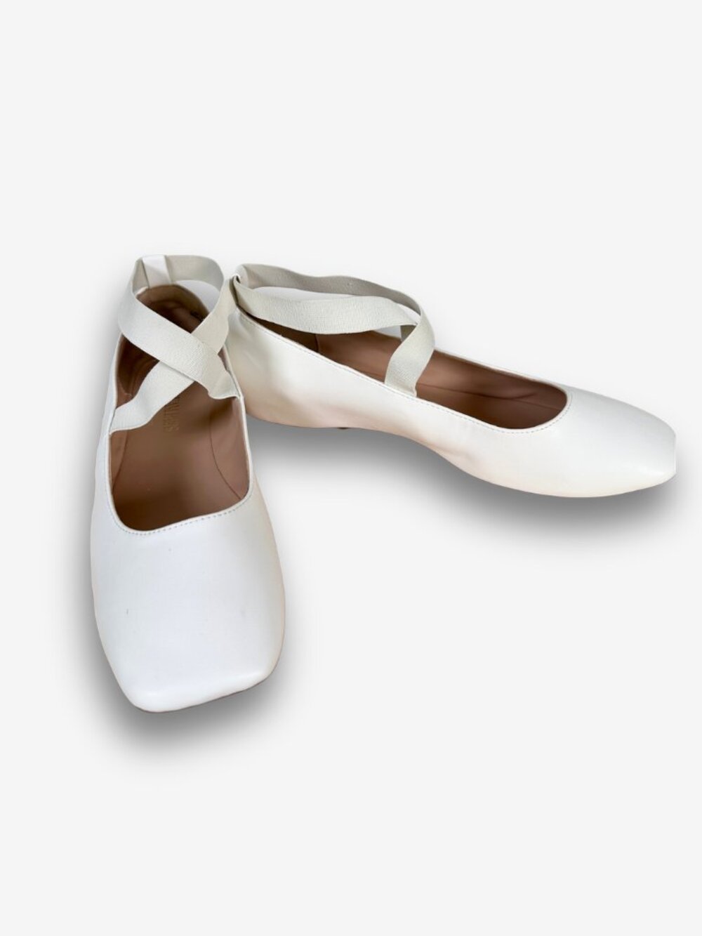 Dream Pairs Cross-Strap Ballet Flats Off White Minimalist Slip-On Shoes Size 11